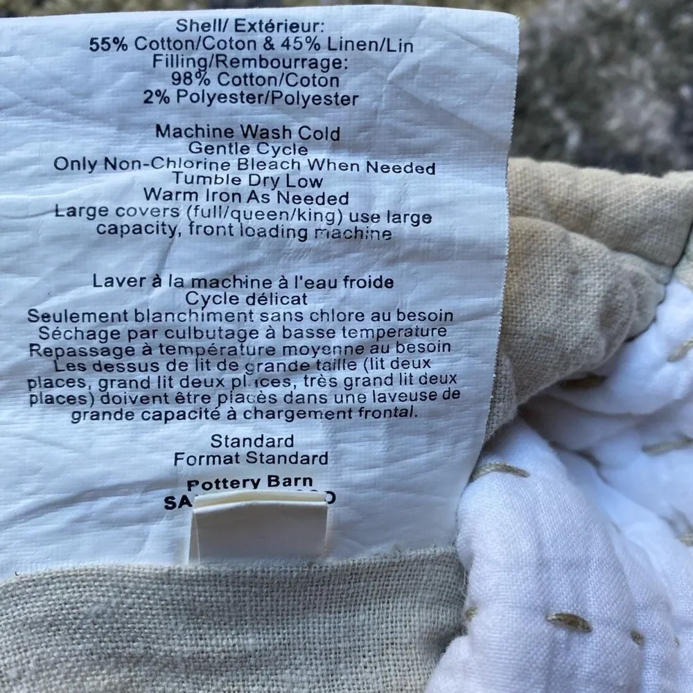 Pottery Barn Quilted Pillow Case Shams with Ties